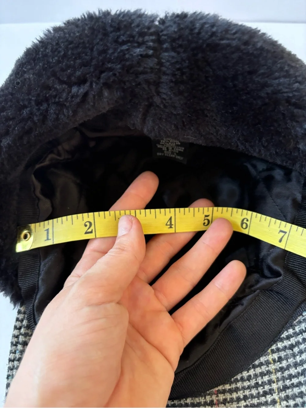 Weatherproof Wool Elmer Fudd Cap Hat L Black Grey Ear Flaps Trapper Houndstooth